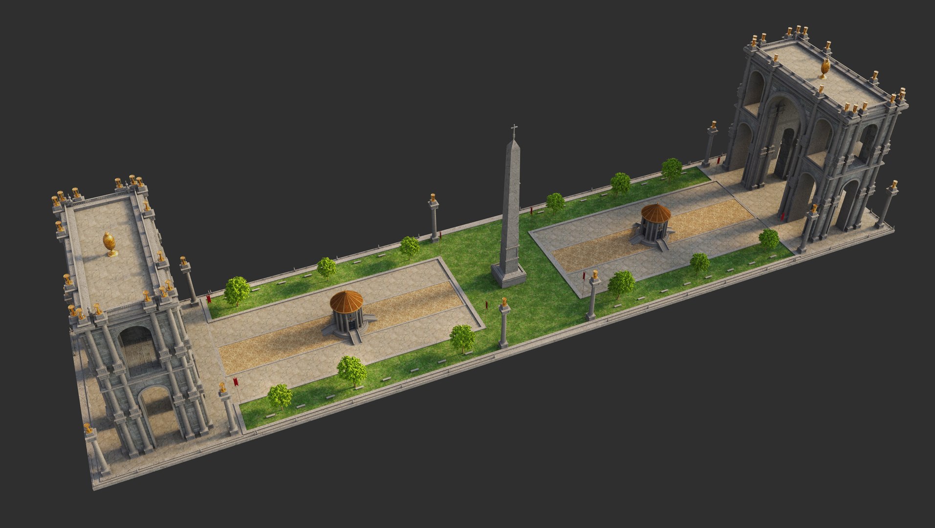 3D Ancient Roman Arches Gate - TurboSquid 2342256