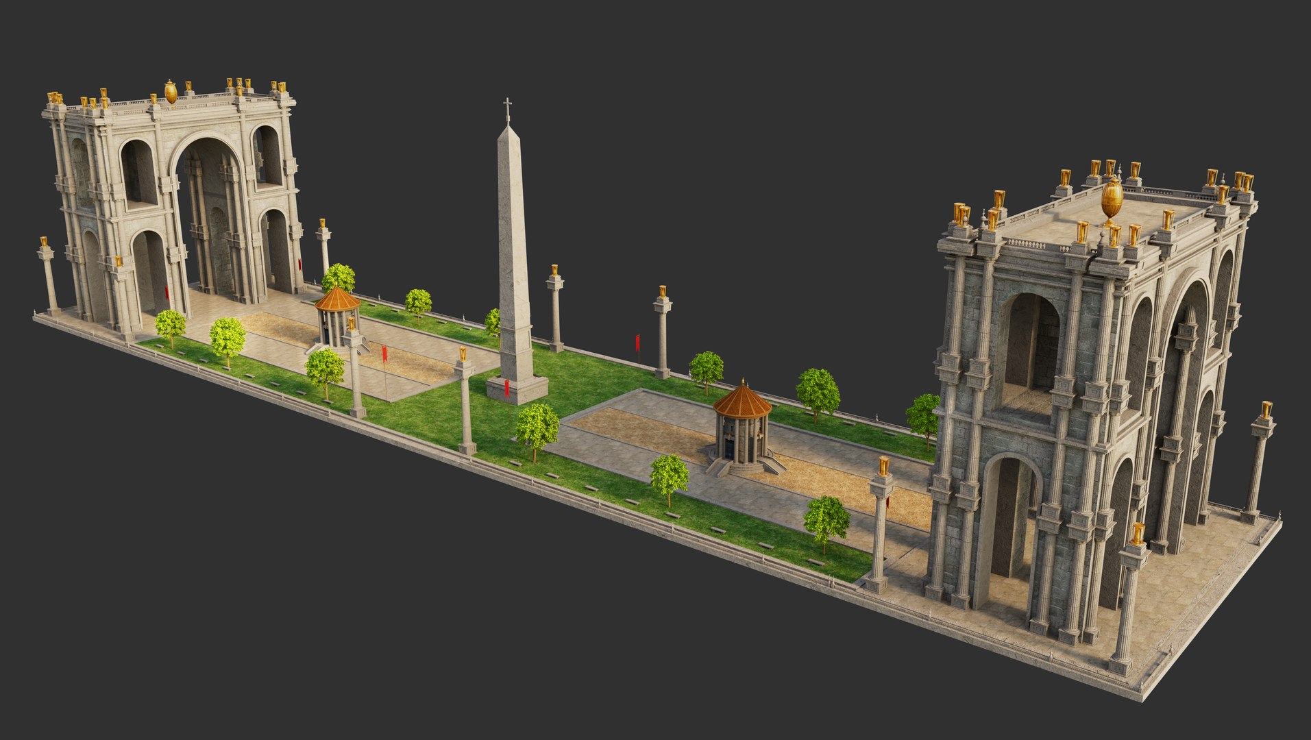 3D Ancient Roman Arches Gate - TurboSquid 2342256