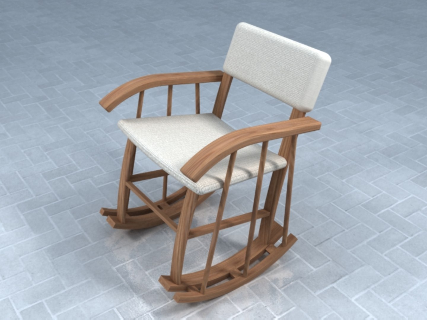 3d model classical wooden rocking chair