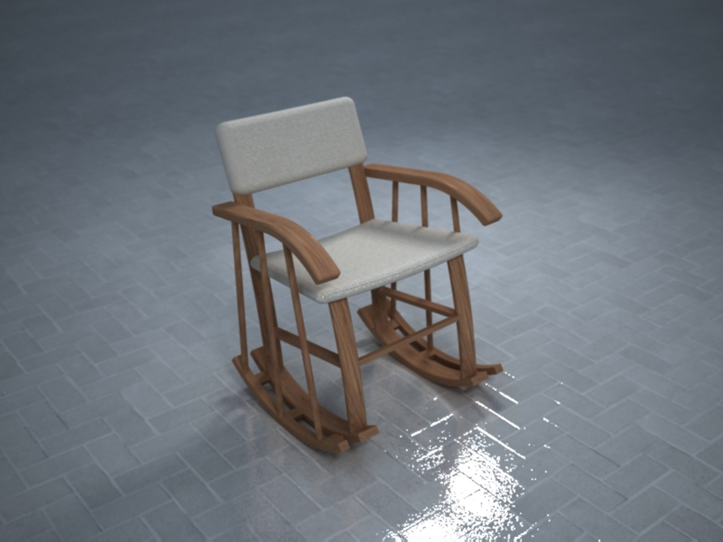3d model classical wooden rocking chair