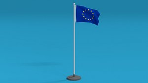 Low Poly Seamless Animated Europe Flag 3D model