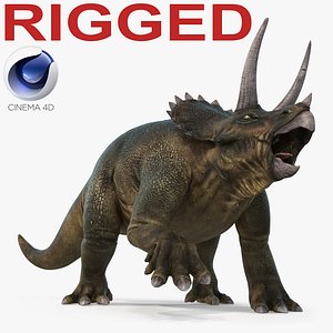 triceratops rigged 3d c4d