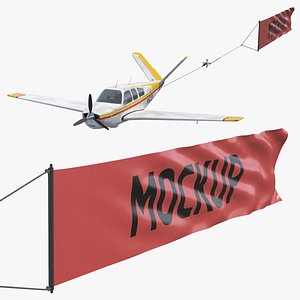 Aircraft Beechcraft Bonanza with Small Aerial Mockup Banner