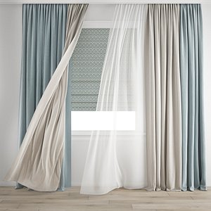 Curtain 346 Wind blowing effect 9 3D