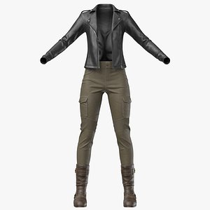Leather Jacket Pants Boots Female1v
