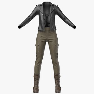 Leather Jacket Pants Boots Female1v