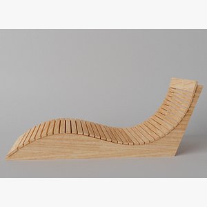 Wooden Chaise Lounge 3D model