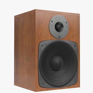 Audio speakers in a wooden case 3D