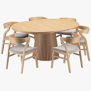 3D Extending Dining Table Moore with Maroa Chairs model