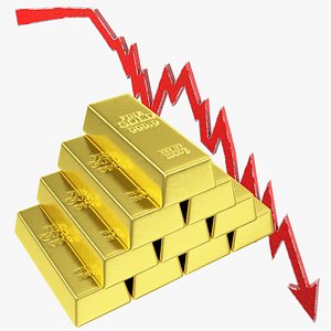 graph golden bars 3D model