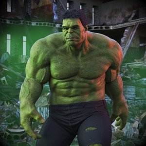 Hulk Walking Fur Animated Rigged