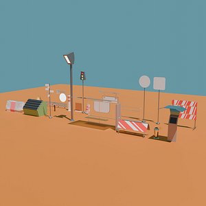 3D Collection of street elements model