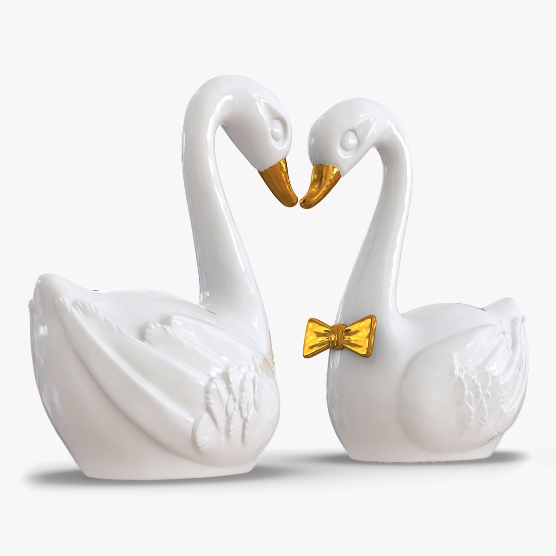 Swans Wedding Cake Topper 3D model preview