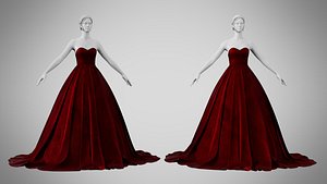 3D Dress 47 Burgundy Velvet