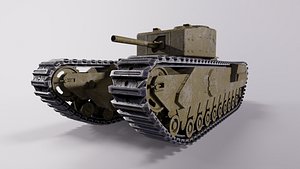 3D Infantry tank MK IV Churchill Crocodile model