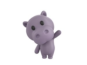 3D Character137 Rigged Hippo
