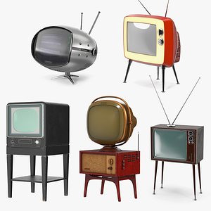 Vintage Television with Stand Collection 3 3D model