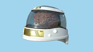 SciFi Brain Helmet 04 White Gold - Character Design Fashion model