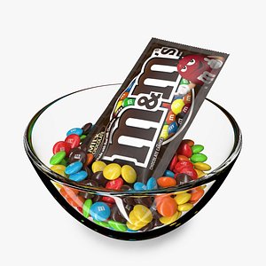 3D M and Ms Candies in Bowl with Package