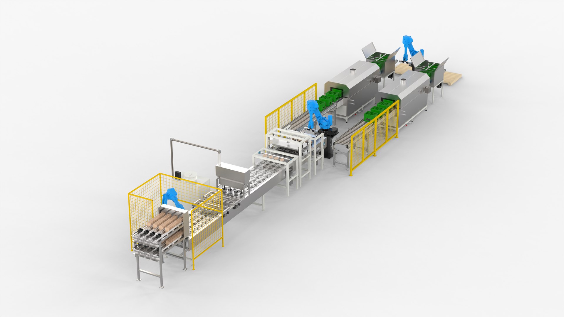 Food Automatic Cooking and Packaging Production Line 3D model ...