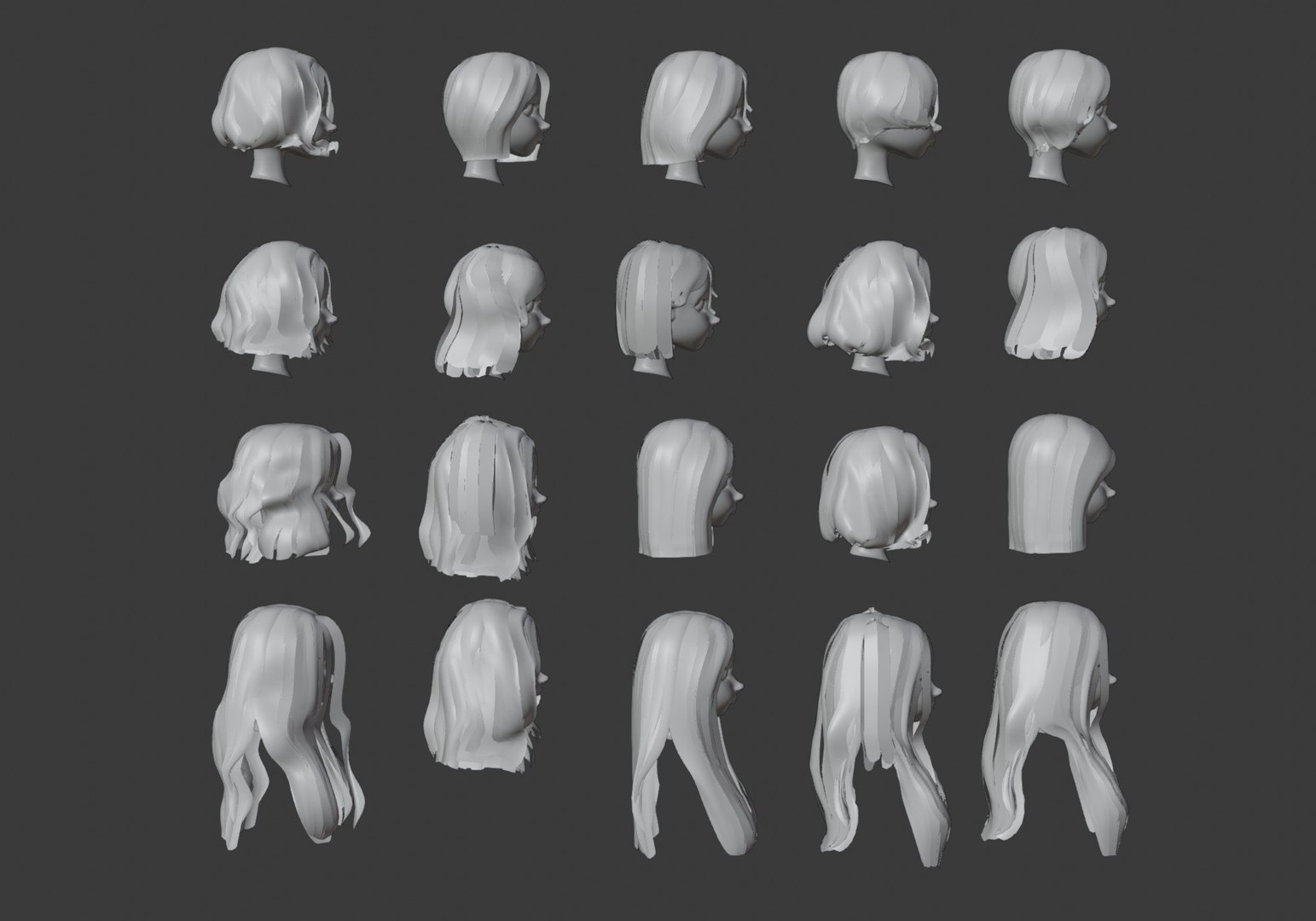 20 Hairstyles Collection 3d Model Turbosquid 1896461 1856