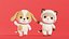 Paquete de personajes animados de perros y gatos siameses con modelado 3D de baja poli.