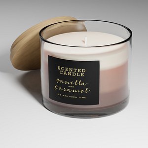 Scented Candle with wooden lid and multiple colored wax