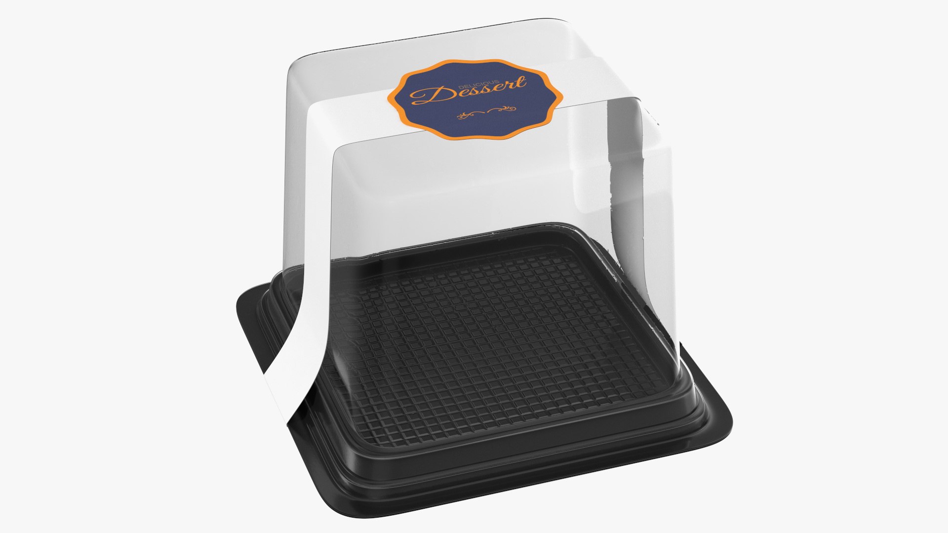 Plastic Box for Cake Slice Square Black 3D model preview