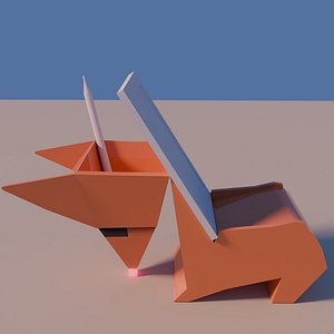 3D Fox paper origami style stand