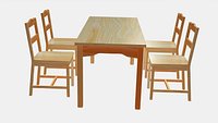 Elegant Wooden Dining Table Set Isolated on White 3d Model