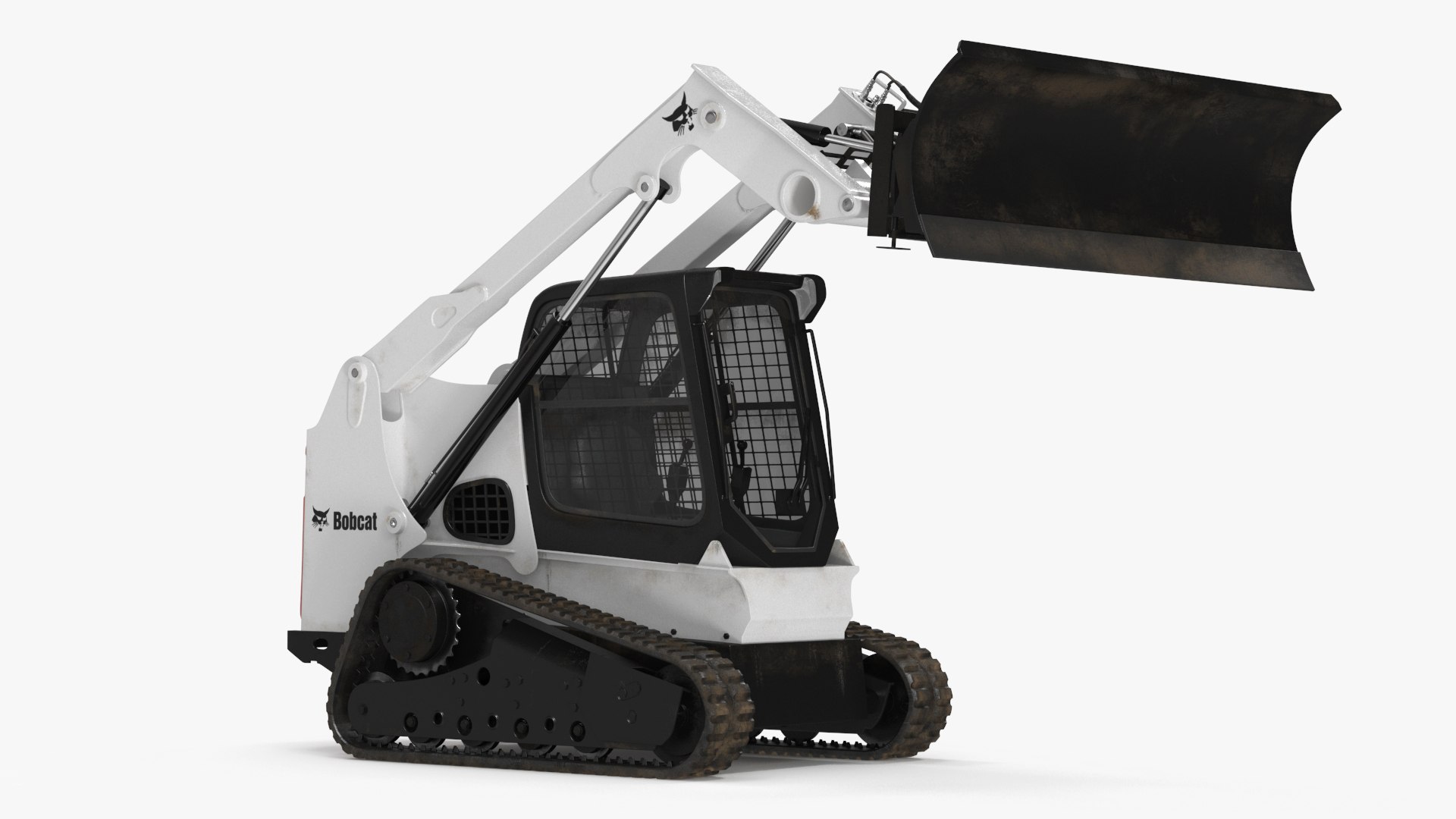 Tracked Skid Steer Bobcat With Dozer Blade Rigged for Maya 3D model preview