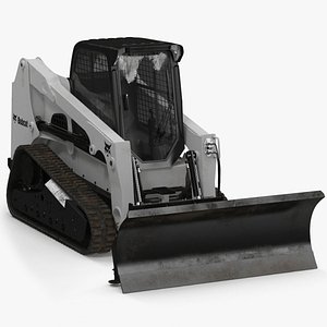 3D model Tracked Skid Steer Bobcat With Dozer Blade Rigged for Maya