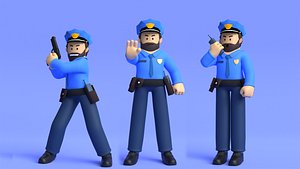 Minimal Police 3D Cartoon Character 3D model
