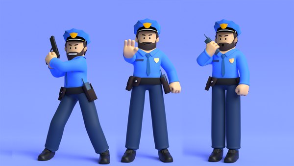 Minimal Police 3D Cartoon Character 3D model