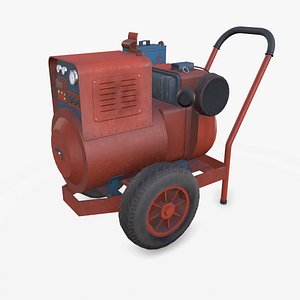 3D Old Vintage Electric Generator Low-poly PBR