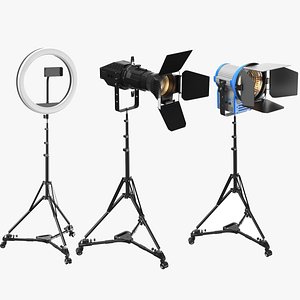 3D model Three Detailed Photography Lights