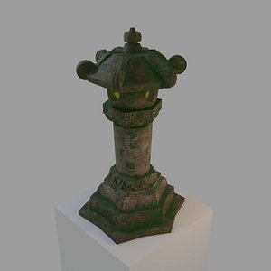 stone lanterns japanese temple 3D