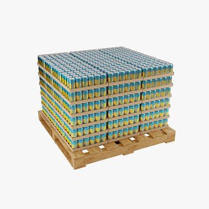 Wooden Pallet with Blue Soda Cans
