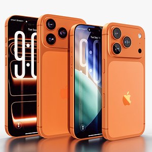 3D iPhone 17 Pro - Pro Max Cosmic Orange
