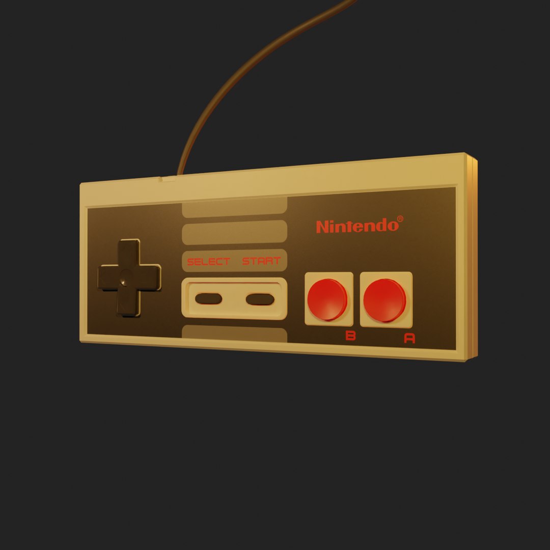 NES Controller 3D https://p.turbosquid.com/ts-thumb/DM/2WmBuo/is/nescontrollerrendered/png/1632684641/1920x1080/fit_q87/07b7c50ca61fb92d4d130416dd8d8905960cdfac/nescontrollerrendered.jpg