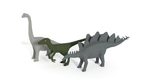Low Poly Cartoon Dinosaur Collection