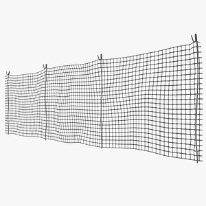 3D Plastic Security Mesh Fence Line Black model