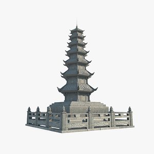 Asian ancient architecture landscape decoration tower 3D