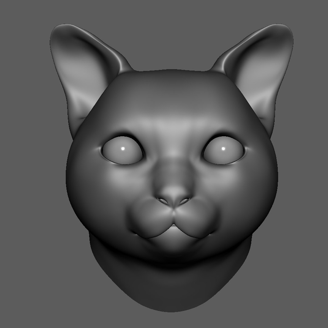 Russian Gray Cat Head Obj