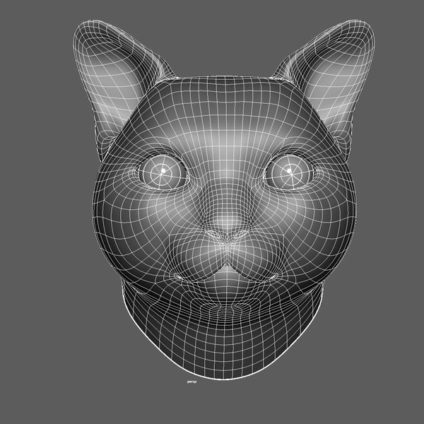 russian gray cat head obj