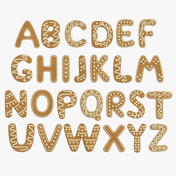 3D Alphabet letters decorated 02