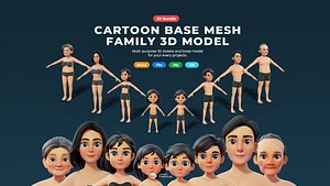 3D Cartoon Base Mesh Male Female Child Young Old Family