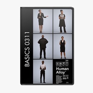 3D Basics0311 - A set containing 5 models of male and female adults standing working in hospitality lik model