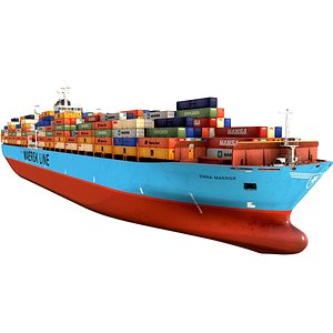 3D model cargo container ship 300m