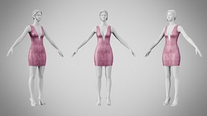 3D Dress 34 Dusty Rose Velvet With Design